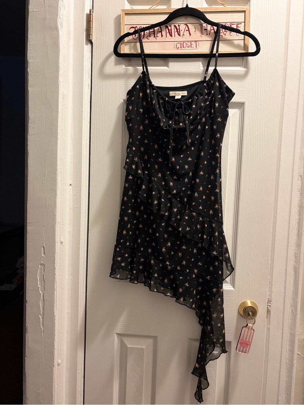Aeropostale Black Floral Asymmetric Camisole Dress
